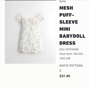 Mesh Puff Sleeve Mini Babydoll Dress